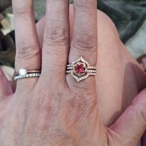 3 Piece Rose Gold Ruby Ring Set 8